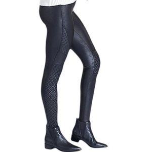 NWOT SPANX Faux Leather Quilted Moto Leggings Black Small